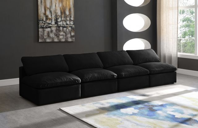 Meridian Furniture Plush Black Velvet Standard Cloud Modular Sofa-2