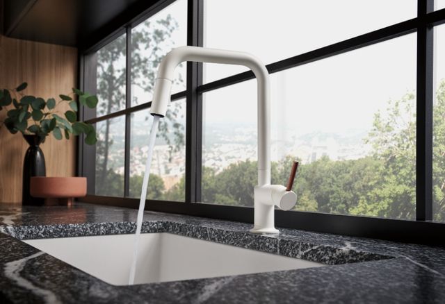 Brizo Jason Wu Matte White/Wood Pull-Down Faucet Wood Lever Handle Kit-4