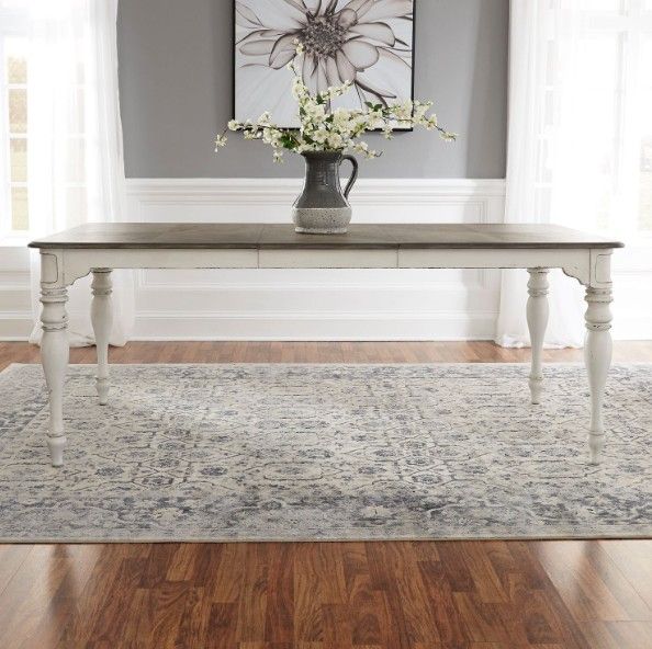 Liberty Furniture Magnolia Manor Weathered Bark Dining Table with Antique White Base-1