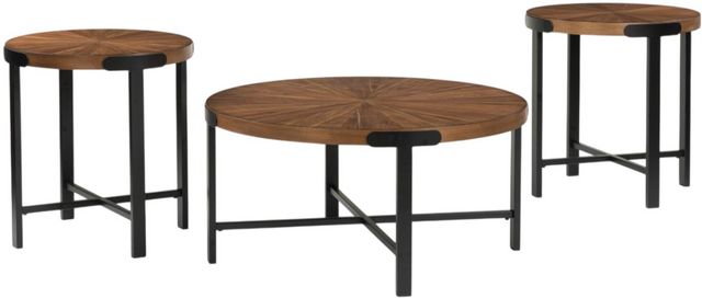 Signature Design by Ashley® Crosstrail 3-Piece Brown Occasional Table with Dark Bronze Base Set-0