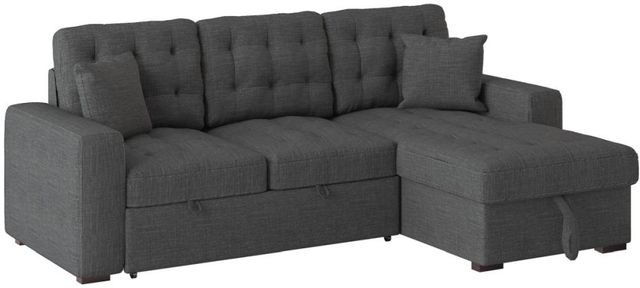 Homelegance® McCafferty 2-Piece Dark Gray Right-Arm Facing Pull-out Sleeper Sectional and Chaise with Hidden Storage-0