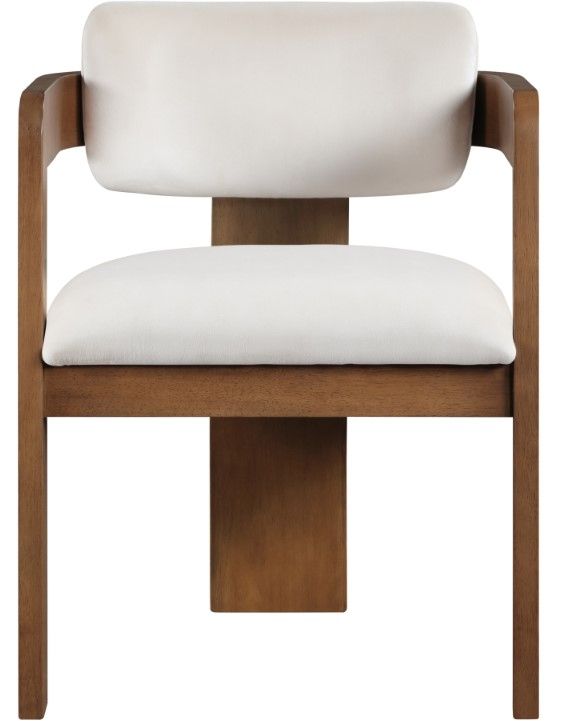 Meridian Furniture Sacha Cream/Walnut Velvet Dining Chair-1