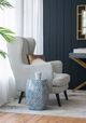 A & B Home Blue/White Herringbone Hand Paited Stool-5