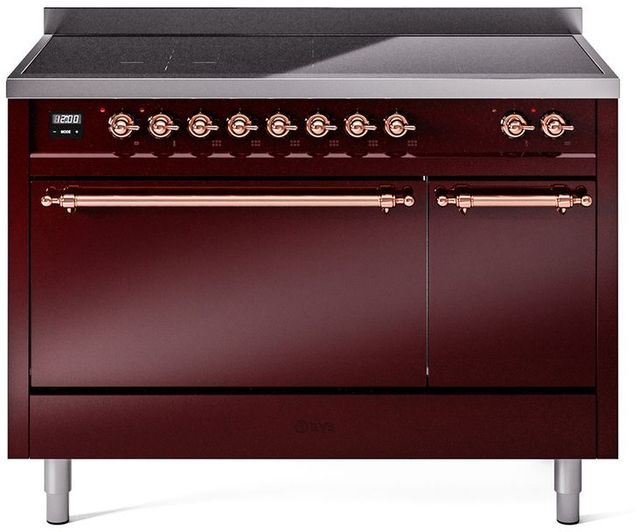 Ilve® Nostalgie II Series 48" Burgundy Pro Style Induction Range-0
