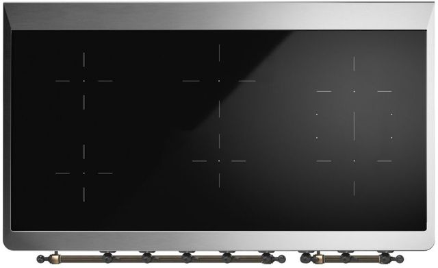 Ilve® Majestic III 48" Burgundy Pro Style Induction Range with Triple Glass Door and Burnished Trim-3