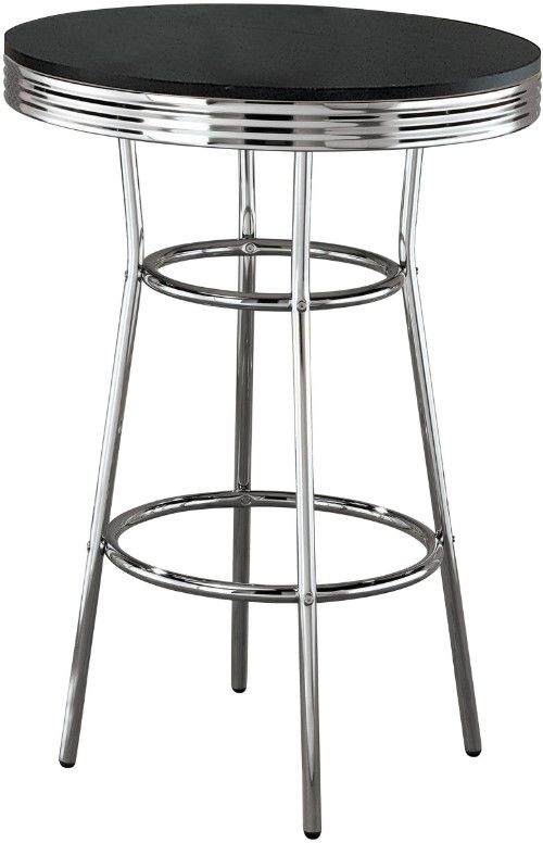 Coaster® Retro 3-Piece Black/Silver Bistro Pub Bar Table Set-1