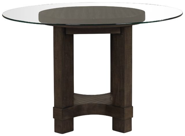 New Classic® Home Furnishings Cityscape Glass Top Dining Table with Walnut Base-0