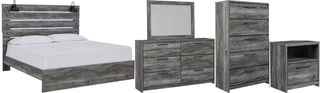 Signature Design by Ashley® Baystorm 5-Piece Gray King Panel Bed Set-0