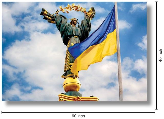 Classy Living Wordly Ukraine Independence Monument with Flag Wall Art-2