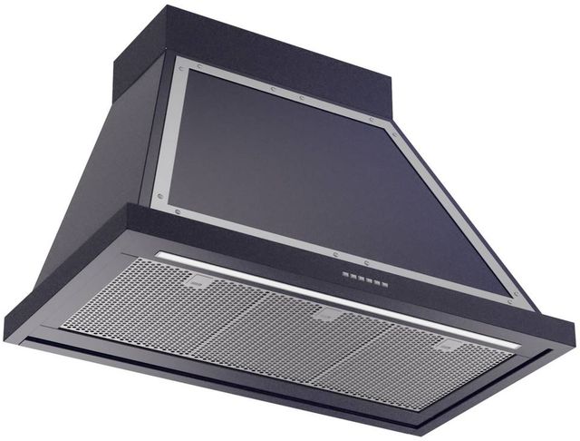 Ilve® Nostalgie II Noblesse 36" Midnight Blue Wall Mounted Range Hood with Chrome Trim-1