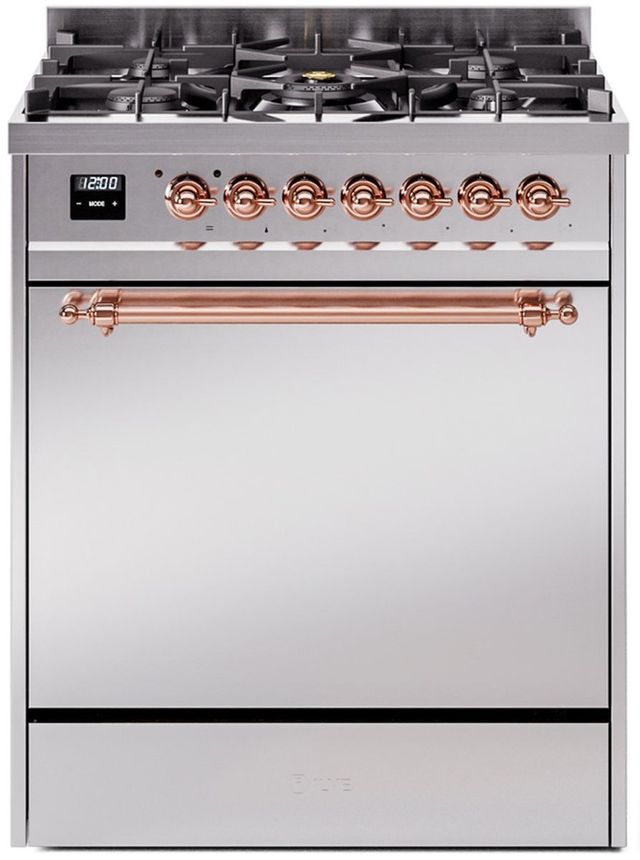 Ilve® Nostalgie II Series 30" Stainless Steel Pro Style Dual Fuel Range-0