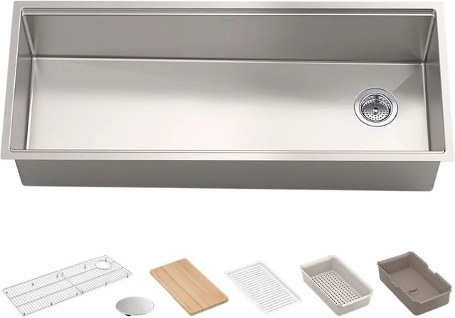 KOHLER® Strive® Stainless Steel 44" Undermount Single-Bowl Workstation Kitchen Sink-1
