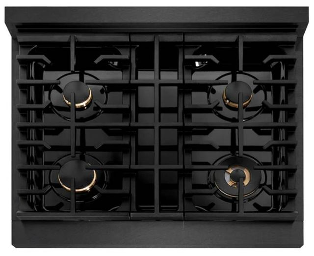 ZLINE Paramount 30" Black Satin Stainless Steel Gas Range with 4 Brass Burners and Convection Gas Oven with Black Matte Accent-3