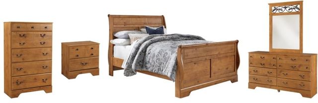 Signature Design by Ashley® Bittersweet 5-Piece Light Brown King Poster Bed Set-0