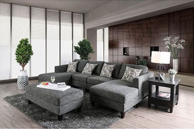 Furniture of America® Lowry Gray Ottoman-1
