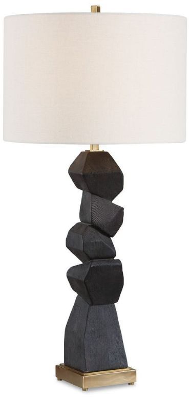 Uttermost® Demelo Deep Walnut Stacked Wood Table Lamp-4