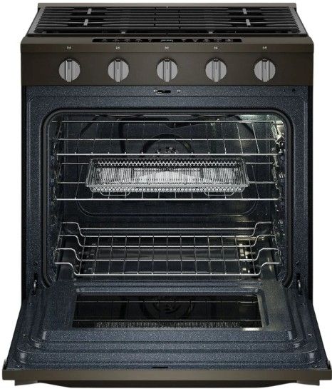 Whirlpool® 30" Black Stainless Steel Slide In Gas Range with Air Cooking Technology, Steam/Self Clean and High Speed Preheat-1