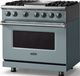 Viking® 5 Series 36" Novembery Sky Pro Style Dual Fuel (LP) Range with Polished Chrome Trim-3