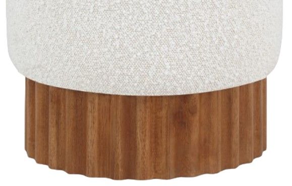 Meridian Furniture Veranda Cream/Walnut Boucle Fabric Ottoman-3