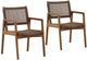 Dovetail Furniture Camilla 2-Piece Light Brown Wicker and Teak Wood Outdoor Dining Chair Set-0