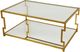 Zeugma Imports Glass Top Rectangular Table with Gold Frame-2