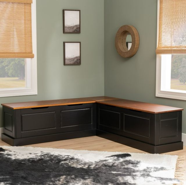 Linon Norah Black/Walnut Backless Nook Bench-1