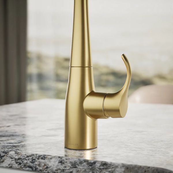 KOHLER® Simplice® Vibrant Brushed Moderne Brass Single-Handle Bar Sink Faucet-3