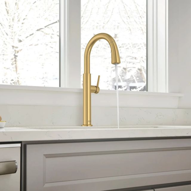 American Standard Studio® S Brushed Cool Sunrise Pull-Down Dual Spray Kitchen Faucet-1