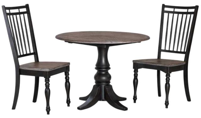 Liberty Furniture Magnolia Manor Opt 3-Piece Antique Black/Weathered Bark Dining Drop Leaf Table Set-0