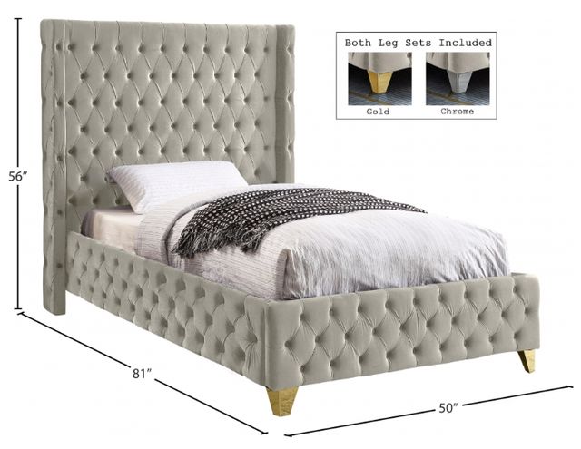 Meridian Furniture Savan Cream Twin Upholstered Panel Bed-3