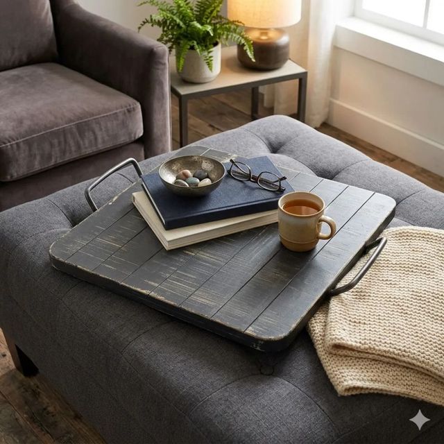 Sunny Designs™ Black Sand Ottoman Tray-1