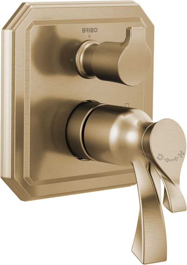Brizo Virage® Brilliance® Luxe Gold® Tempassure® Thermostatic Valve with Integrated 3-Function Diverter Trim-0