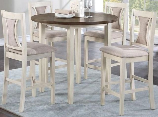 New Classic® Home Furnishings Hudson Brown/Creme 42" Round Counter Height Table Set-0