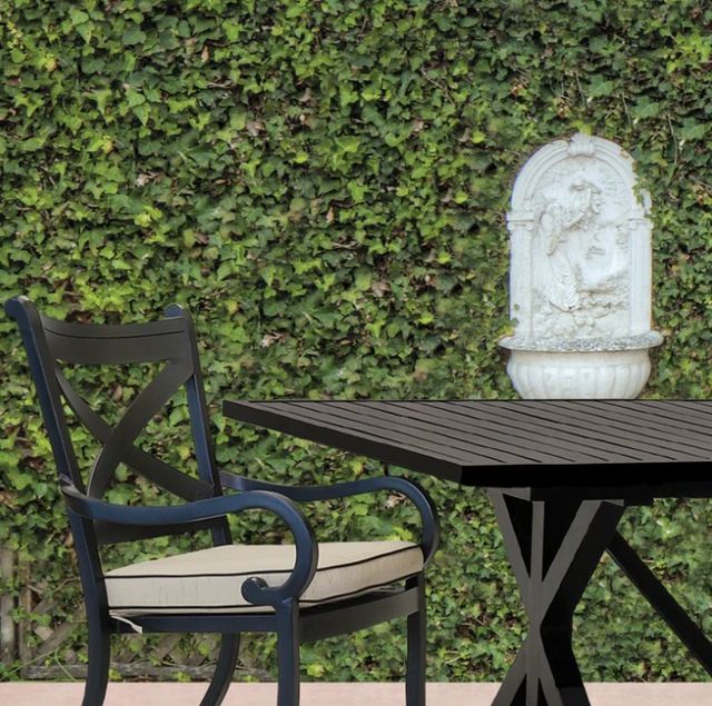 Sunset West Monterey Old World Copper Aluminum Outdoor Dining Arm Chair with Linen Stone Cushion-3