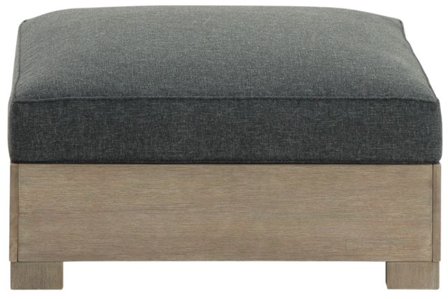 Signature Design by Ashley® Citrine Park Brown/Charcoal Fabric/Wooden Outdoor Ottoman with Cushion-1