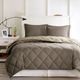 Olliix by Madison Park Essentials Larkspur Brown and Sand Full/Queen XL 3M Scotchgard Reversible Down Alternative Comforter Set-2