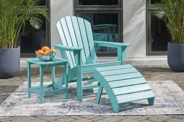 Signature Design by Ashley® Sundown Treasure Turquoise Ottoman-3