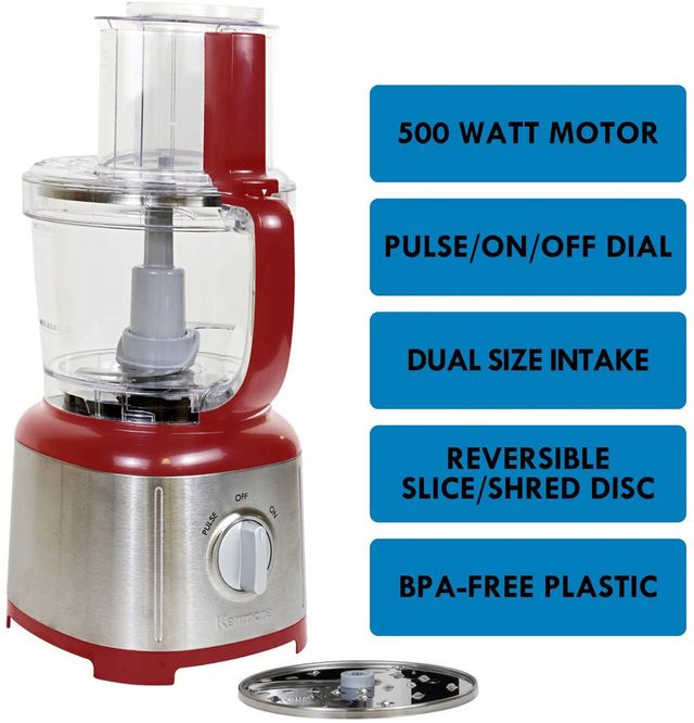 Kenmore® 11 Cup 500W Red Food Processor and Vegetable Chopper-2