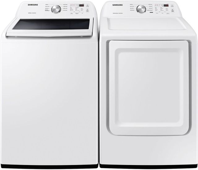 Samsung White Top Load Washer & Gas Dryer Laundry Pair-0
