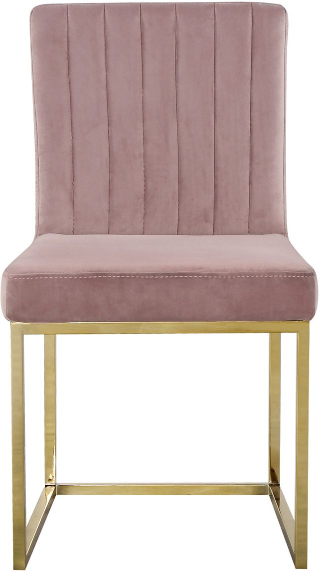 Meridian Furniture Giselle Pink/Gold Velvet Dining Chair-1