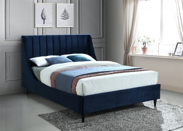 Meridian Furniture Eva Navy Velvet Queen Bed-3