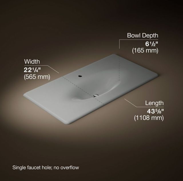 Kohler Iron/Impressions® Basalt 43" Single Hole Enameled Cast Iron Vanity Top with Integrated Oval Sink-2