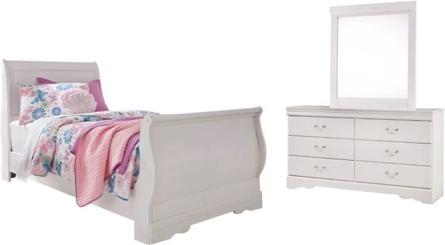 Signature Design by Ashley® Anarasia 3-Piece White Twin Sleigh Bed Set-0