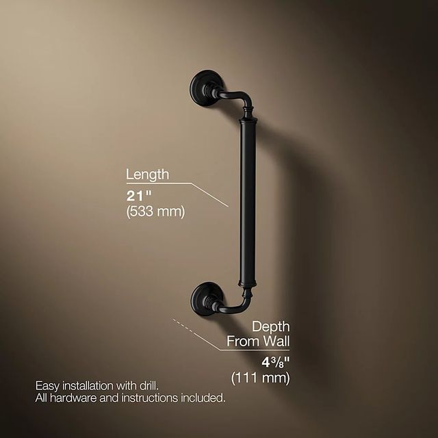 KOHLER® Artifacts® Matte Black 18" Grab Bar-2