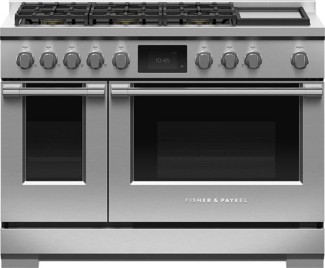 Fisher & Paykel Series 9 48" Stainless Steel Pro Style Dual Fuel Liquid Propane Gas Range