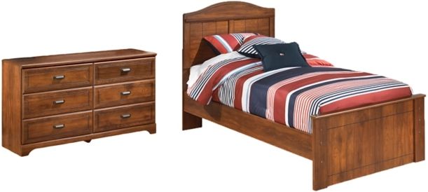 Signature Design by Ashley® Barchan 2-Piece Medium Brown Twin Panel Bed Set-0