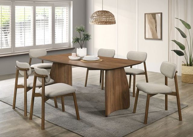 Furniture of America® Alnwick Walnut/Beige Dining Table-1
