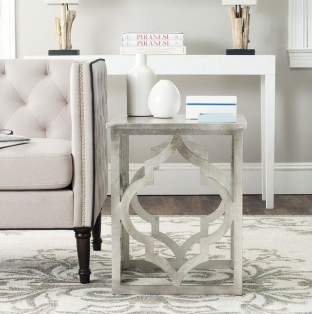 Safavieh Milo Silver Leaf Trellis End Table-4