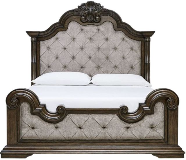 Signature Design by Ashley® Maylee Beige/Dark Brown King Upholstered Panel Bed-1