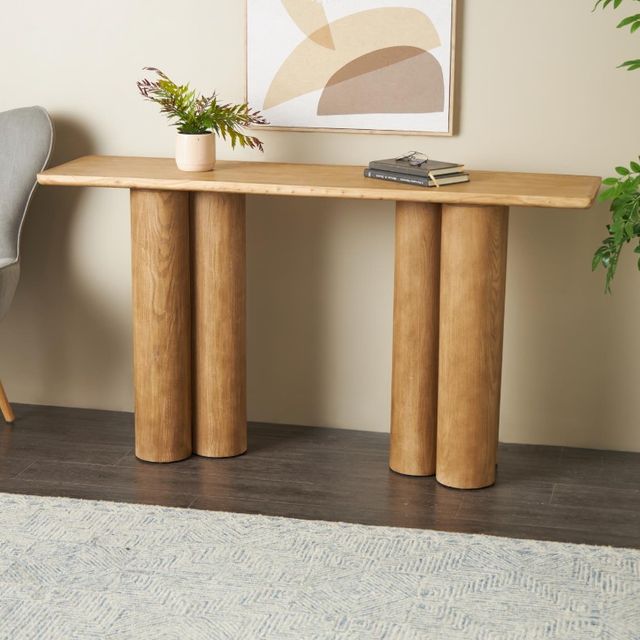 Deco Marche Brown Console Table with Pillar Legs-3